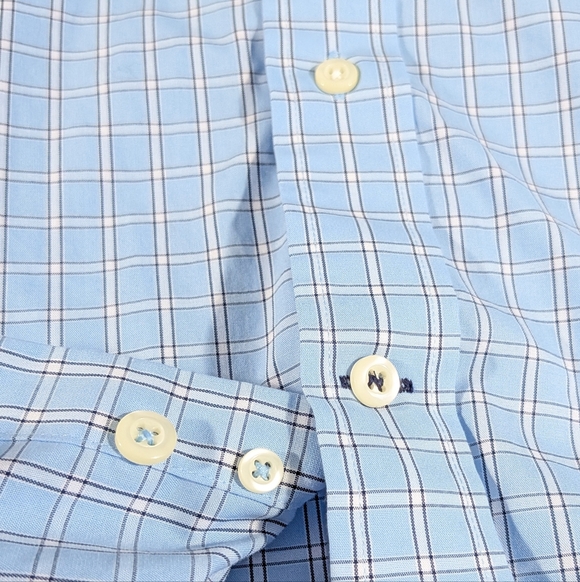 ❤️ Nautica Classic Fit Short Sleeve Blue Grid Check Shirt Men XS 100% Cotton - Picture 4 of 13
